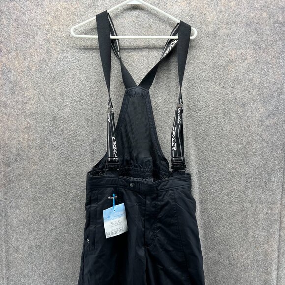 Spyder Snow Pants Mens Large Black Thinsulate Insulated Bib Straps Vintage Lined